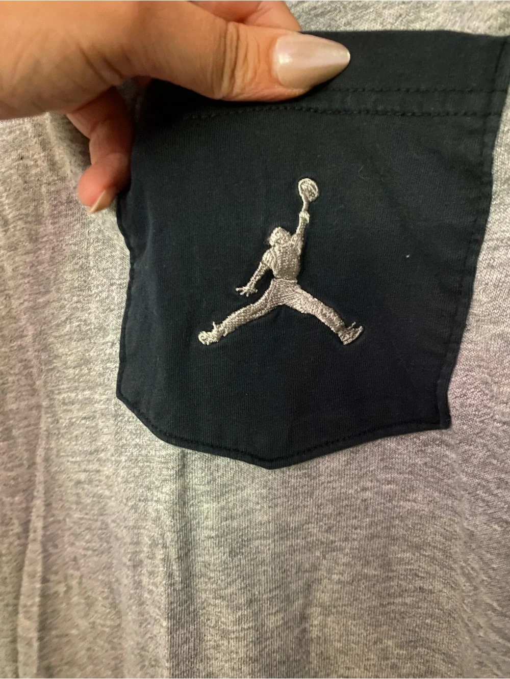 Jordan Jumpman Embroidered Gray Black Raglan Long Sleeve Shirt Men’s Size Small